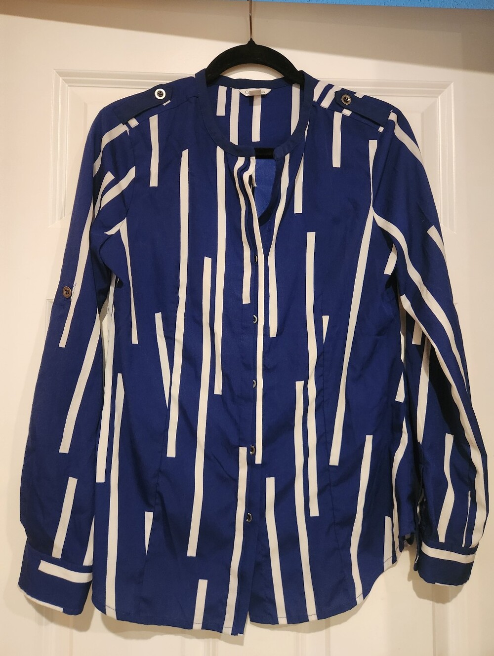 Calvin Klein Blue and White Striped Shirt